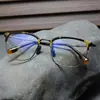 "Gms816" Montura de Gafas Cuadrada Retro Ultraligera de Titanio Puro de 56 mm para Hombres, Color Carey Personalizado, Adecuada para Caras Grandes