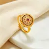 Novo Anel de Dedo Bússola Oito Tesouros Giratória Dourado Imitação para Mulheres, Anel Vintage Dourado de Areia Vietnamita, Joia de Alta Qualidade Que Não Desbota Facilmente