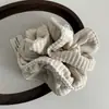 Estilo Coreano Cálido Polar Vintage Tejido Rayado Ajuste en la Cintura Doble Capa Grande Scrunchie Sujetador para Cola de Caballo Accesorio para el Cabello