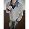 Sudadera de dos piezas estilo retro americano con patchwork y cuello polo, unisex, colección otoño 2026, corte holgado, top casual y versátil para parejas