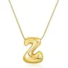 Collar con colgante de 26 letras del alfabeto inglés, chapado en cobre transfronterizo, oro real de 18k, liso, de burbuja de globo, gordito, lindo, versión Q