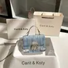 (Super Quente) Bolsa Quadrada Pequena de Jeans com Strass Novo Estilo 2026 Bolsa Transversal de Corrente de Alto Padrão Atacado
