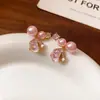 Brincos Elegantes de Flor Rosa com Pérolas Estilo Francês para Mulheres, Brincos Simples de Nicho da Moda e Exquisitos, Acessórios de Orelha Versáteis