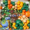 Decoraciones para Fiesta de Cumpleaños Temática Mundo Animal Fiesta Infantil Fondo de Pared Arreglo Póster de Dinosaurio Set de Globos