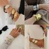 Pulsera Trendy de Patrón de Ola Irregular, Brazalete Liso Abierto, Suministro de Joyería de Gama Alta de Nicho para Comercio Exterior