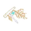 Broche Exagerado Estilo Europeo y Americano de Estrella de Mar con Goteo de Aceite de Coral y Perla Barroca con Elementos Creativos del Océano para Cintura de Pantalones