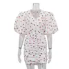 Vestido Estampado Sexy Caliente para Mujer con Cuello en V, Mangas Abullonadas, Cintura Plisada Ajustada, Falda Bodycon Moda Europea y Americana 2026 Nuevo
