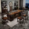 Mesa de Té de Madera Maciza China de Gama Alta de Palo de Rosa, Combinación de Mesa de Té y Sillas, un Juego Completo para Oficina, Hogar Antiguo, Sala de Estar, Kung Fu