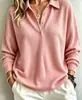 Europeu e Americano Transfronteiriço Amazon Comércio Exterior Moda Botão Malha Waffle 2026 Outono Novo Cor Sólida Suéter Top Roupa Feminina