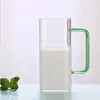 Taza de Vidrio, Cuadrada de Borosilicato Resistente al Calor para Leche, Taza de Té Transparente para el Hogar con Asa, Regalo de Negocios