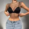 AYJ Amazon Cross-Border Roupa Sexy para Boate Feminina Rede Europeia e Americana Vazada Strass Regata Malha Brilhante Strass Camisola