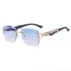 Gafas de sol retro sin montura para hombre y mujer, personalizadas, tridimensionales de leopardo, montura de metal sin montura, borde cortado, gafas de protección solar, gafas transfronterizas