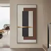 Pintura decorativa geométrica abstracta para recibidor, estilo Wabi-Sabi, colgada directamente frente a la puerta, creando una atmósfera sofisticada para la sala de estar, el pasillo o el corredor