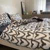 Conjunto de Cama de Algodão Lavado de Quatro Peças no Estilo Ins Capa de Edredom Solteiro Dormitório Estudantil Colcha Conjunto de Três Peças para Primavera e Verão