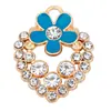Pingente Individual DIY Transfronteiriço com Incrustação de Diamante e Flor de Coração Esmaltada, Colar Pingente Pulseira, Venda Direta do Fabricante, Pode Ser Misturado em Atacado