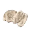 Conjunto de invierno para niños y niñas sudadera con forro polar engrosada pantalones ropa casual cálida de lana de cordero ropa para niños conjunto de dos piezas