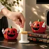 Frasco de Almacenamiento de Palillos y Bastoncillos de Algodón de Calabaza Maligna de Doble Propósito, Portapalillos de Alto Valor para Mesa de Comedor en Casa, Artículo Decorativo de Caja de Bastoncillos de Algodón de Dibujos Animados