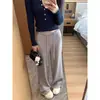 Calça de Moletom Cinza para Mulheres, Nova Coleção Primavera, Outono e Inverno 2025, Modelagem Solta, Emagrecedora, Com Caimento, Casual, Cintura Alta, Reta, Perna Larga
