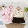 Conjunto de Suéter para Meninas para Outono e Inverno, Novo Conjunto de Tricô com Saia de Seis Borboletas, Vestido Suéter Princesa Fofo Estilo Coreano para Meninas