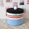 [Procesamiento Personalizado] Cesta de Almacenamiento con Tapa, Caja de Almacenamiento de Cuerda de Algodón para Cosméticos, Juguetes y Artículos Varios, Estilo Ins