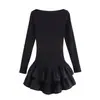 Exportación Transfronteriza Ropa de Mujer Primavera 2026 Estilo Europeo y Americano Cuello Redondo Dobladillo Decorativo en Capas Vestido Corto F611140