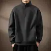 Sudadera Americana de Alto Nivel, Suave y Ceroso, Peso Pesado, Media Cremallera con Cuello Alto para Hombre en Otoño, Nueva, Holgada, Talla Grande, Camisa Polo Retro