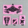 Molde de Silicone com Padrão Embossado Barroco Europeu Feito à Mão para Argila Resina Fondant Múltiplos Moldes Barrocos