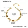 Conjunto de Joias Europeu e Americano Mais Vendido com Pingente de Franja de Pérola Artificial Pulseira Aço Inoxidável Banhado a Ouro 18K Design de Nicho Ins
