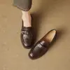 Mocassins femininos sem cadarço de sola grossa, nova coleção outono 2026, sapatos pequenos de couro estilo britânico, calçados femininos da moda