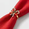 Servilleteros navideños transfronterizos, diseños de renos y árboles de Navidad, decoraciones metálicas para mesas de hotel, vajilla festiva, portanapkins
