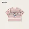 Roupas Infantis Youbao Camiseta para Meninos Verão Fina Listras Dopamina Manga Curta para Meninas Estampa de Desenho Roupas Modernas para Crianças