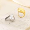 Anillo abierto de acero inoxidable con forma de gota de agua y incrustaciones de diamantes lisos de moda transfronteriza, anillo de joyería de moda de alta gama que combina con todo para mujer