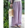 Estilo casual de principios de otoño, con caída, moderno y simple, pantalones anchos de imitación de algodón y lino, modelo nuevo delgado, de cintura alta, corte holgado, pantalones casuales que estilizan
