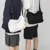 Bolsa de Ombro Masculina Estilo Japonês Moda Nova Simples Lona Bolsa Mensageira Ins Bolsa de Ombro Mochila de Estudante Bolsa Mensageira