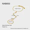 Pulsera-Anillo Integrado de Oro de 18 Quilates Chapado Cadena de Muñeca con Incrustaciones de Zirconio Acero Inoxidable Lujo Ligero Transfronterizo Joyería de Gama Alta de Nicho