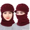 Sombrero de invierno para mujeres de mediana edad y ancianas, gorro de lana de una sola pieza, forro polar cálido, versátil, bufanda engrosada, sombrero para madre, gorro de punto