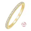 Anillo de moda para mujer, plata 925, anillo completo con diamantes, anillo de una sola fila, joyería coreana apilable, joyería de plata.