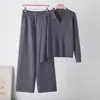 Conjunto de Suéter de Color Sólido con Cuello Polo para Mujer, Otoño/Invierno 2026, Moderno, Adelgazante, Versátil, Ropa de Punto Casual con Pantalones Rectos