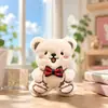 Nuevo llavero de oso con pajarita de peluche para mujer, linda muñeca de dibujos animados, colgante para bolso para niñas, pequeño regalo