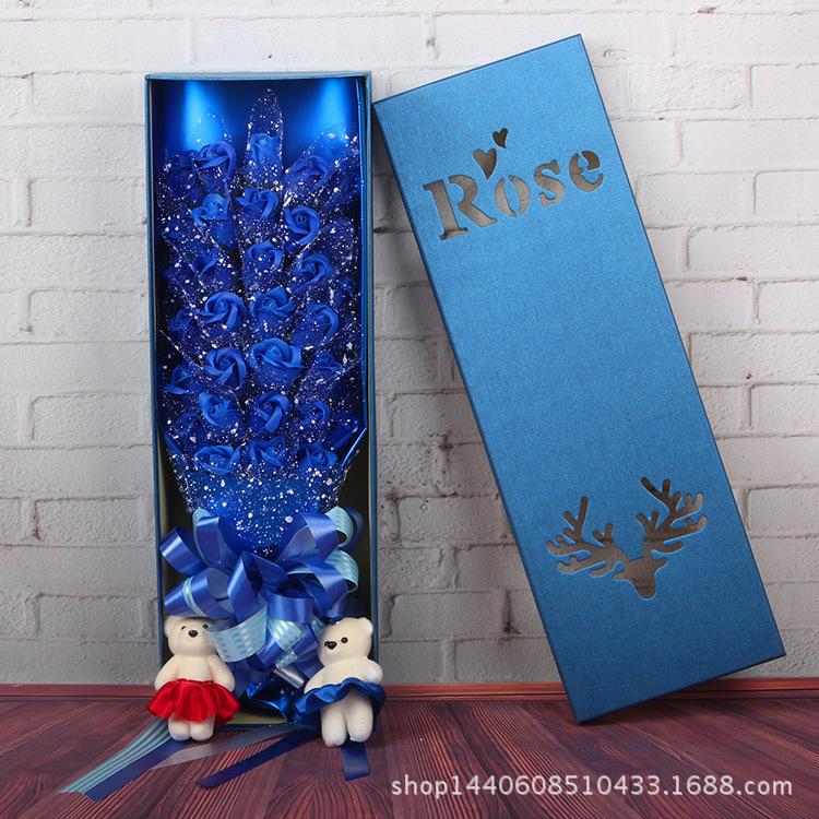 33朵雪纱+2熊 宝蓝