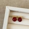 Aretes de Perla con Bolitas de Pan al Vapor Color Vino Ancora Pinza para Orejas Placa de Incienso Anti-Mosquitos Otoño e Invierno Sensación Avanzada Temperamento Aretes de Tachuela de Plata 925