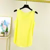 Camisola de Algodão Bambu Cor Sólida para Mulheres, Top de Verão Sem Mangas, Gola Redonda, Caimento Solto, Pode Ser Usado como Camada Externa ou como Camada Base