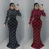 C7618 Moda Europeia e Americana Transfronteiriça Aliexpress Amazon Roupas Femininas Conjunto de Duas Peças Elegante com Top de Strass e Pedraria e Saia Longa