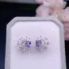 Aretes de Tachuela de Tanzanita Natural, Cuerpo Totalmente Puro Color Fuego Brillante Plata 925 Incrustación de Precisión Piedra Principal 4X5Mm