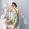 Pijama Fino de Algodón y Seda de Verano, Nuevo Conjunto de Shorts con Top Tubo Estilo Chino, Ropa de Casa Retro Estilo Nacional Celebridad de Internet