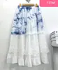 Falda azul artística original de Yunnan de planta pura Radix Isatidis teñida a mano con nudos