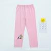 Pantalones Infantiles Primavera y Otoño 2024 Niñas Color Caramelo Bordados Más Fáciles de Combinar Leggings Pierna de Pájaro Venta al por Mayor Directamente de Fábrica