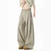Pantalones plisados de estilo retro, modernos, con caída fluida, unisex, estilo americano, diseño nuevo, corte holgado, versátiles pantalones casuales de pierna ancha, retro