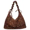 Bolso tote de leopardo estilo perezoso para mujer, nuevo bolso de ante para el hombro 2026, bolso de hombro de gran capacidad para ir al trabajo