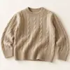 2026 Nuevo Suéter de Punto Trenzado para Niños y Niñas Otoño Invierno Cuello Redondo Tejido para Bebé Estilo Aran Color Sólido Capa Base Ropa Infantil